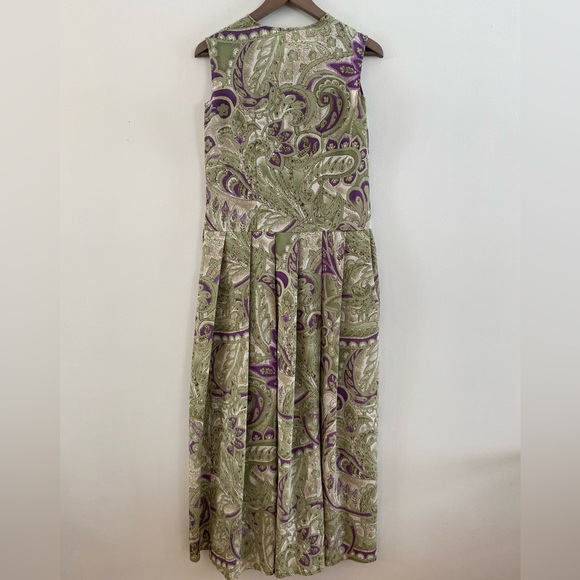 Vintage 70s/80s 1-of-a-kind Light Moss Green + Purple Patterned Floral Maxi - Picture 5 of 5